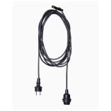 E27 socket with cable   3,5 m, black, E27 